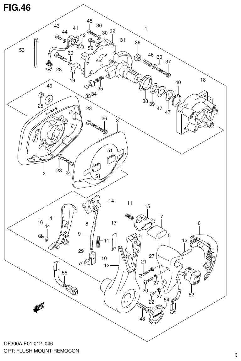 Suzuki DF300AP OPT: FLUSH MOUNT REMOCON parts diagram